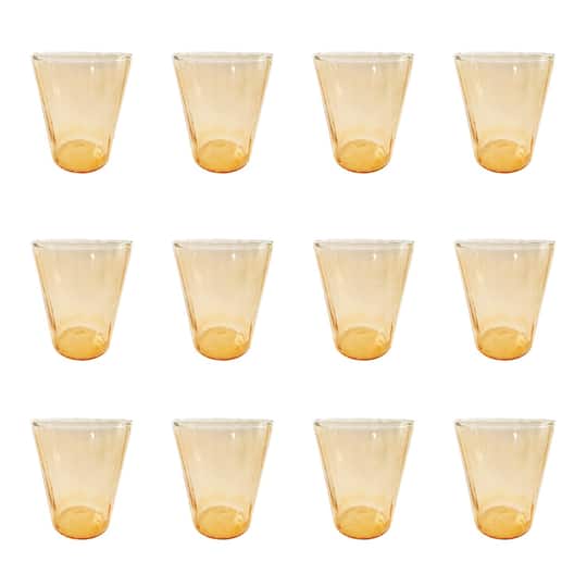 Hello Honey® 12oz. Peach Ribbed Round Reclaimed Glass Drinking Glasses, 12ct.